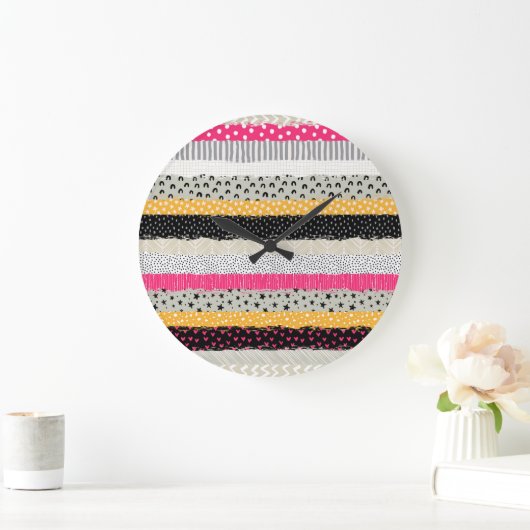 Grande Horloge Ronde Carrelage en Patchwork : Conception Versatile Sans (Maison)