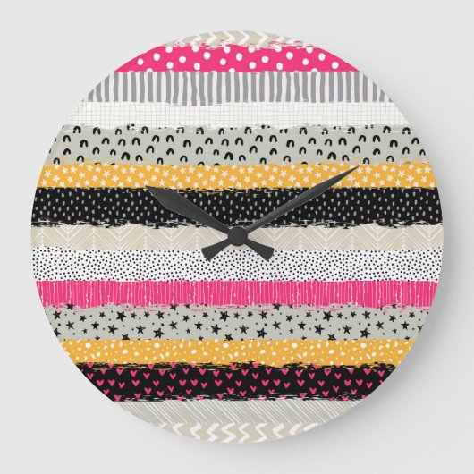 Grande Horloge Ronde Carrelage en Patchwork : Conception Versatile Sans (Recto)
