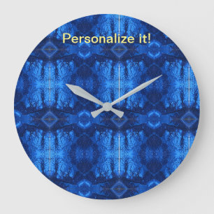 Grande Horloge Ronde Carrelage et miroir design de blues psychédéliques