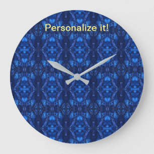 Grande Horloge Ronde Carrelage et miroir design de blues psychédéliques