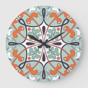 Grande Horloge Ronde Carrelage marocain oriental Design floral