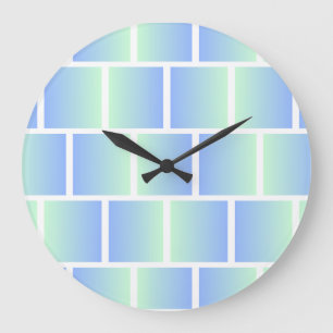 Grande Horloge Ronde Carrés bleu dégradé
