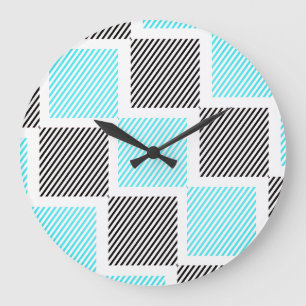 Grande Horloge Ronde Carrés de la ligne bleue turquoise