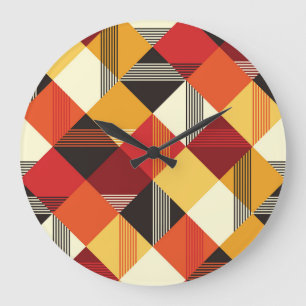 Grande Horloge Ronde Carrés vintages : Simple Striped Sans Couture.