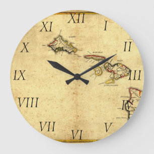 Grande Horloge Ronde Carte 1837 - îles d'Hawaï de cru hawaïennes