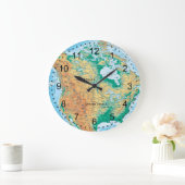 Grande Horloge Ronde Carte Amérique du Nord (Maison)