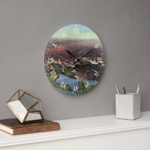Grande Horloge Ronde Carte ancienne de Washington DC et de la rivière P