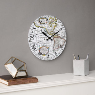 Grande Horloge Ronde Carte ancienne du monde par Hendrik Hondius, 1630