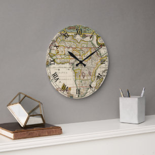 Grande Horloge Ronde Carte antique de l'Afrique par Hondius et Jansson