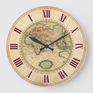 Grande Horloge Ronde Carte antique du monde