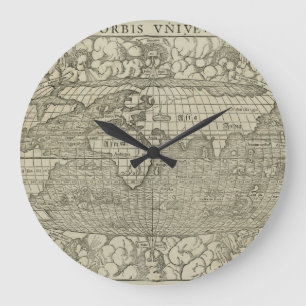 Grande Horloge Ronde Carte antique du monde par SebastiAn Münster circ