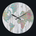 Grande Horloge Ronde Carte Boho II<br><div class="desc">Une carte pastel douce peinte sur un arrière - plan en planches de bois gris. Artiste : Jennifer Goldberger</div>