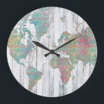 Grande Horloge Ronde Carte Boho II<br><div class="desc">Une carte pastel douce peinte sur un arrière - plan en planches de bois gris. Artiste : Jennifer Goldberger</div>