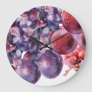 Grande Horloge Ronde Carte d'automne vintage Aquarelle