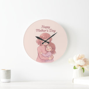 Grande Horloge Ronde Carte de la Mère de la couleur préférée de maman