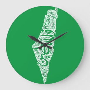 Grande Horloge Ronde Carte de la Palestine libre et drapeau du Canada (