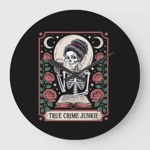 Grande Horloge Ronde Carte de tarot de junkie de crime réel d'Halloween