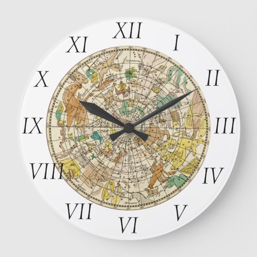 Grande Horloge Ronde Carte du ciel du nord et carte des constellations (Recto)