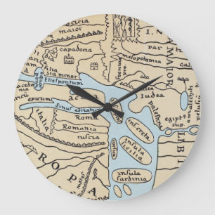 GRANDE HORLOGE RONDE CARTE DU MONDE 2E SIÈCLE