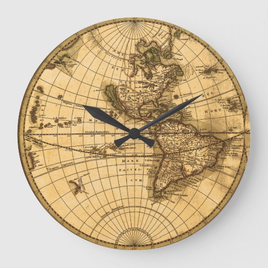 Grande Horloge Ronde Carte du monde antique (Recto)