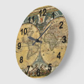 Grande Horloge Ronde Carte du monde antique désorganisée #2 (Angle)