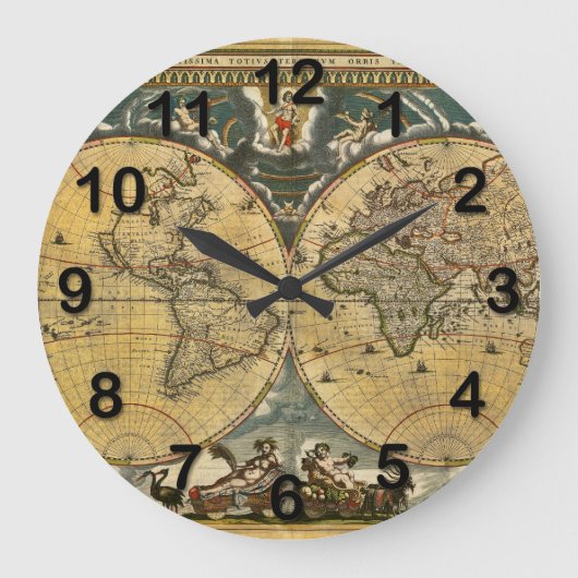 Grande Horloge Ronde Carte du monde antique désorganisée #2 (Recto)
