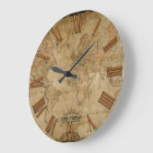 Grande Horloge Ronde Carte du Vieux Monde Vintage Historique Designer H (Angle)