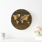 Grande Horloge Ronde Carte en bois du monde (Maison)