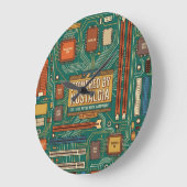 Grande Horloge Ronde Carte mère d'ordinateur vintage des années 80 "Ali (Angle)