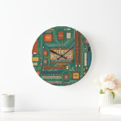 Grande Horloge Ronde Carte mère d'ordinateur vintage des années 80 "Ali (Maison)
