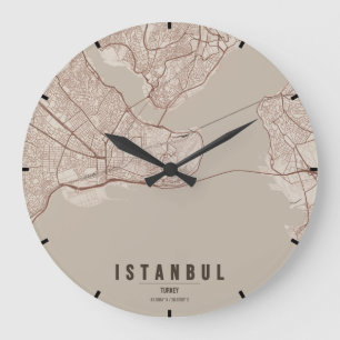 Grande Horloge Ronde Carte minimale de la ville d'Istanbul Turquie