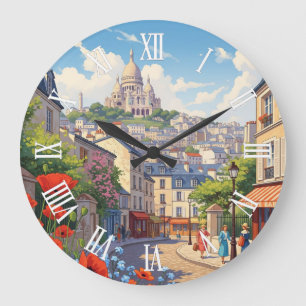 Grande Horloge Ronde Carte postale de Paris Montmartre