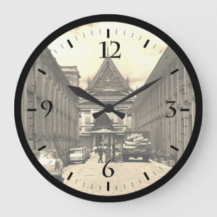 Grande Horloge Ronde Carte postale vintage Thaïlande Bangkok Palais Roy