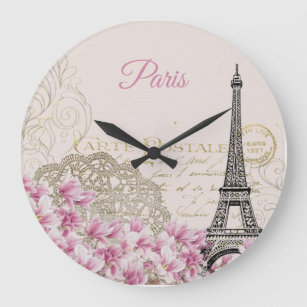 Grande Horloge Ronde Carte postale vintage Tour Eiffel Paris