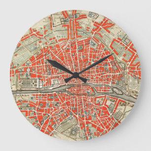 Grande Horloge Ronde Carte vintage de Paris, France (1721–1774)