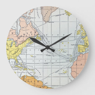 GRANDE HORLOGE RONDE CARTE : VOYAGES ATLANTIQUES