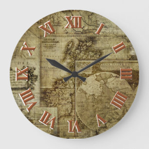 Grande Horloge Ronde Cartes vintage vieux monde
