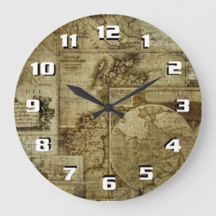 Grande Horloge Ronde Cartes vintage vieux monde