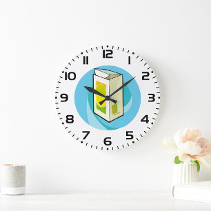 Grande Horloge Ronde Carton de jus coloré minimaliste moderne