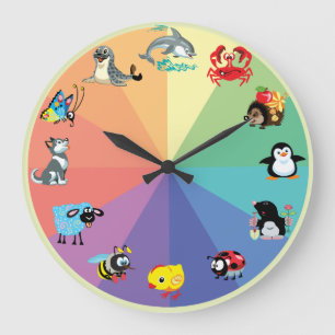 Grande Horloge Ronde cartoon animals for kids