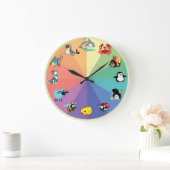 Grande Horloge Ronde cartoon animals for kikids (Maison)