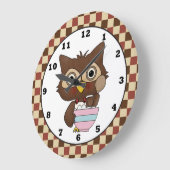 Grande Horloge Ronde Cartoon Baking Owl Kitchen wall clock (Angle)