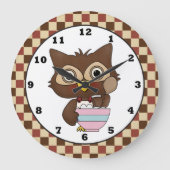 Grande Horloge Ronde Cartoon Baking Owl Kitchen wall clock (Recto)