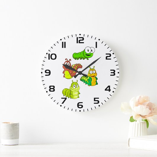 Grande Horloge Ronde Cartoon Caterpillar Characters Adorable Insects