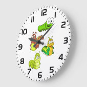 Grande Horloge Ronde Cartoon Caterpillar Characters Adorable Insects (Angle)