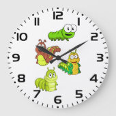 Grande Horloge Ronde Cartoon Caterpillar Characters Adorable Insects (Recto)