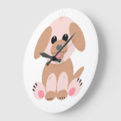 Grande Horloge Ronde Cartoon de Chien Chien simple mignon Pastel (Angle)