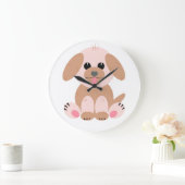 Grande Horloge Ronde Cartoon de Chien Chien simple mignon Pastel (Maison)