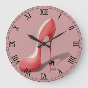 Grande Horloge Ronde Cartoon géant de la Stiletto rouge - Stripper de 