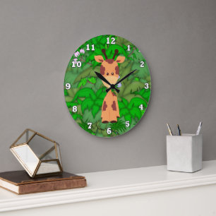 Grande Horloge Ronde Cartoon Giraffe kids room wall clock